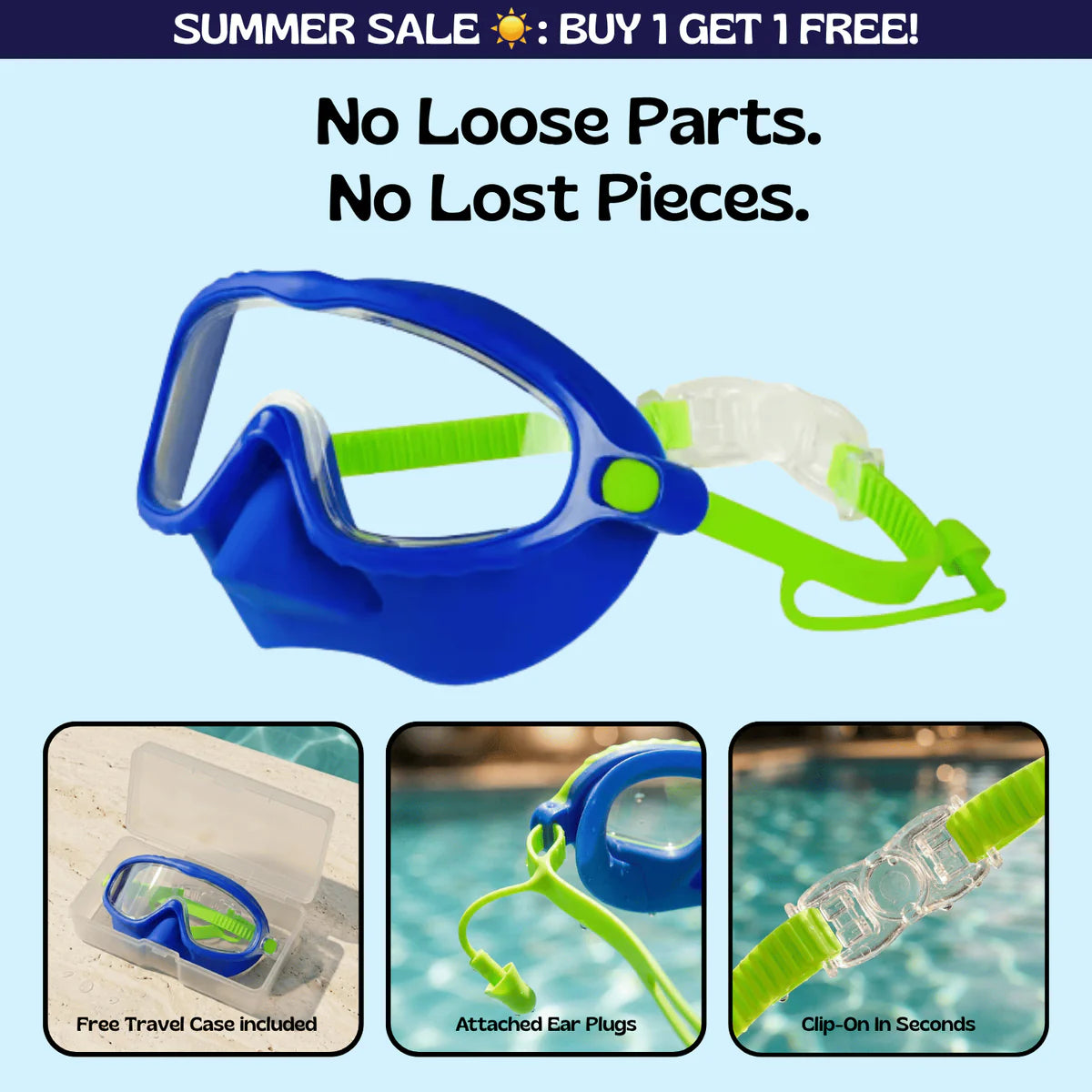 Swimggles™ Clip-On Swim Goggles Nose Cover