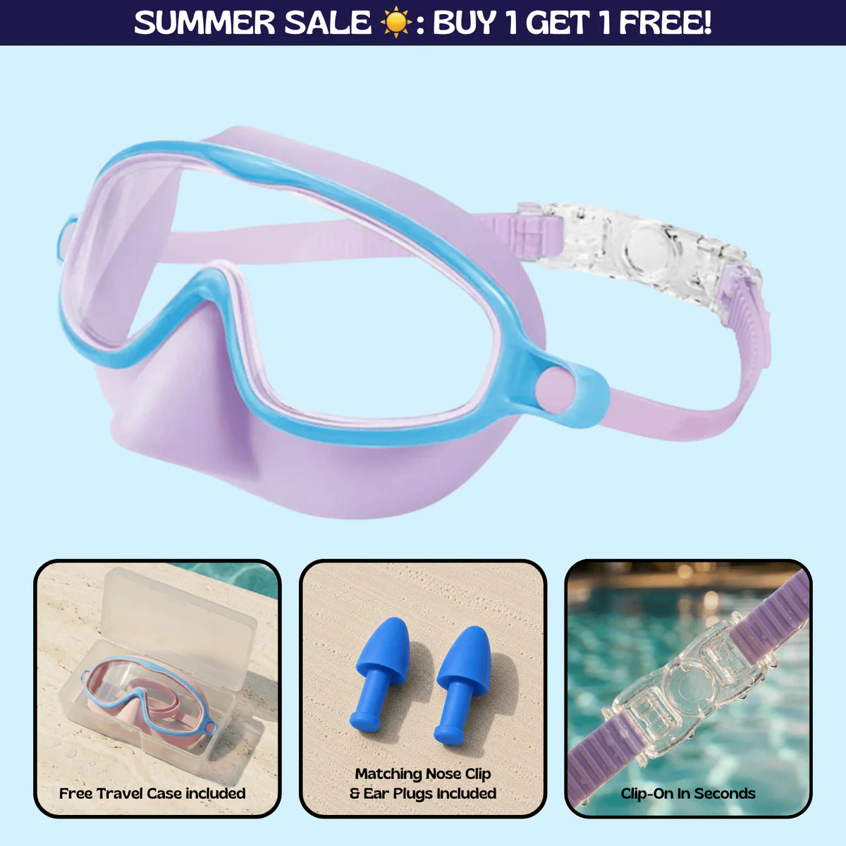 Swimggles™ Clip-On Swim Goggles Nose Cover