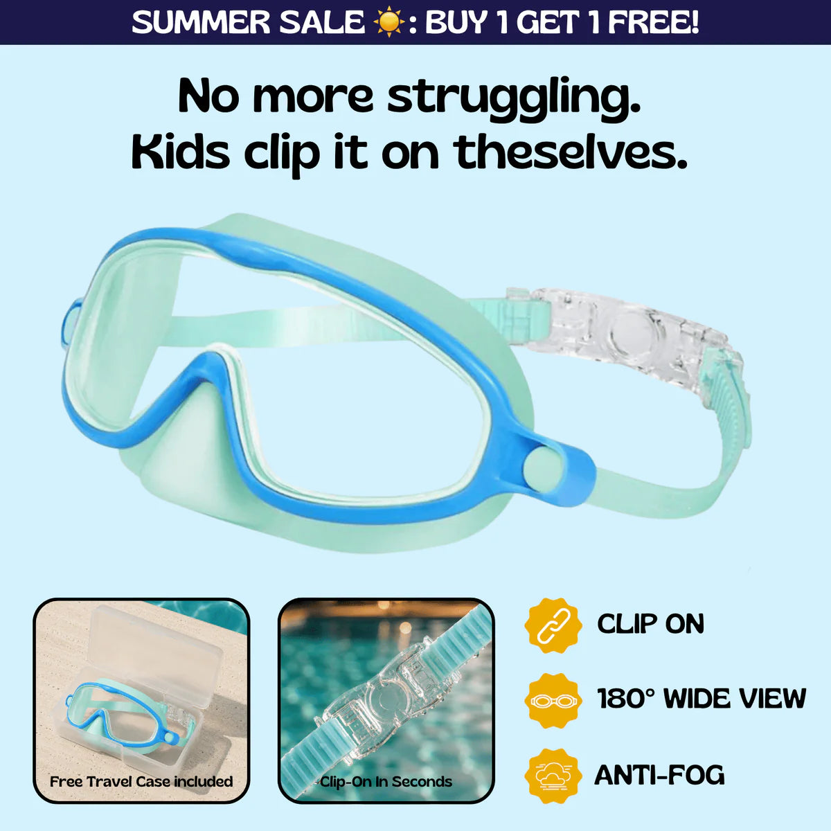 Swimggles™ Clip-On Swim Goggles Nose Cover