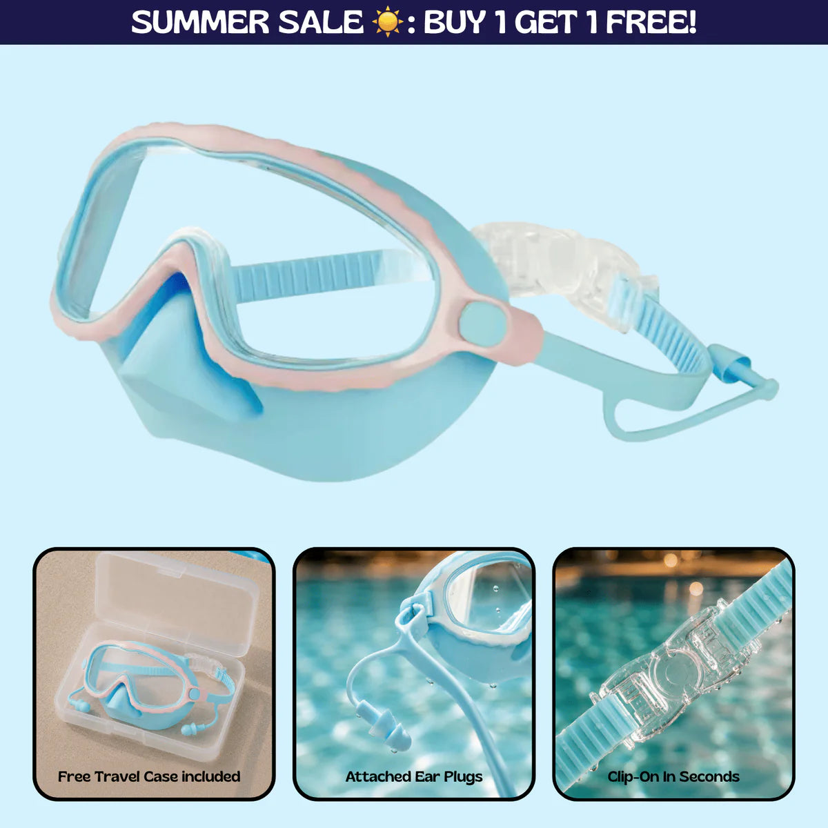 Swimggles™ Clip-On Swim Goggles Nose Cover